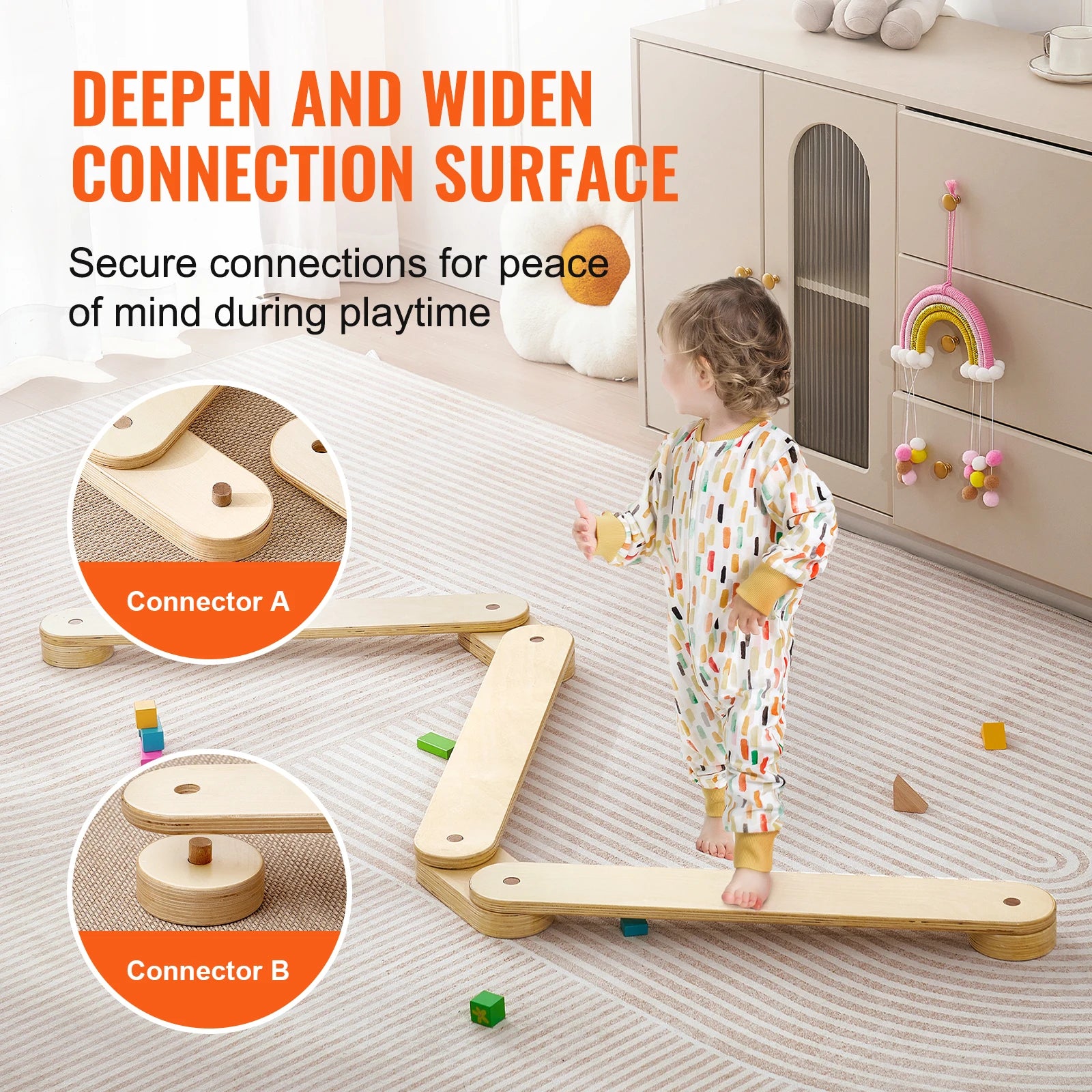 VEVOR Wooden Balance Beam Stepping Stones for Toddlers