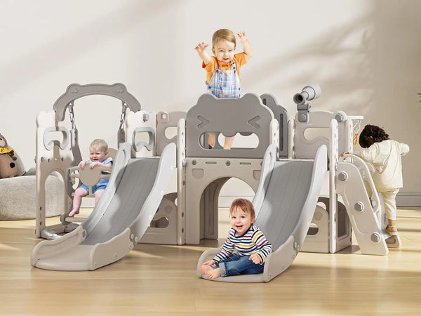 10-in-1 Toddler Swing & Slide Playground with Basketball Hoop