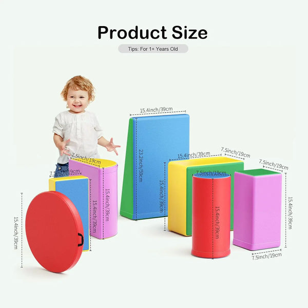 Foam Climbing Blocks for Toddlers - 9-Piece Indoor Soft Play Set
