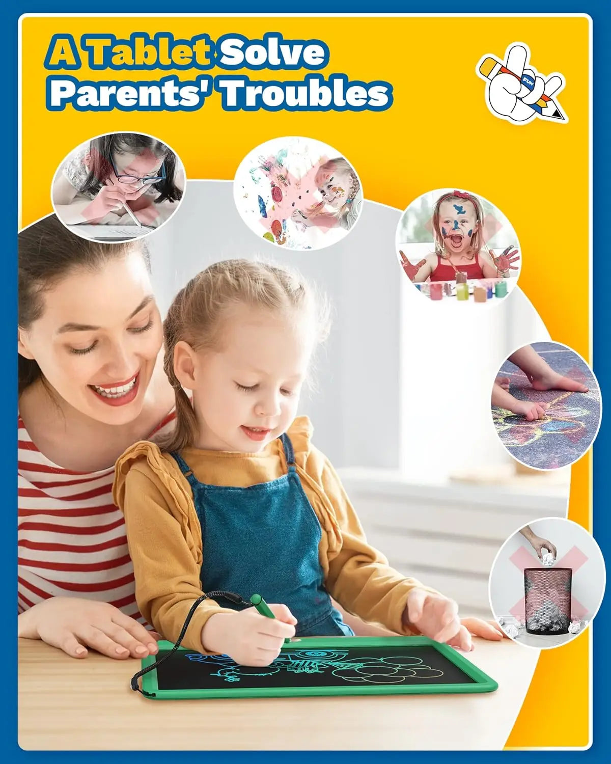 15-Inch LCD Writing Tablet for Kids – Doodle Board for Toddlers (Ages 4-10)
