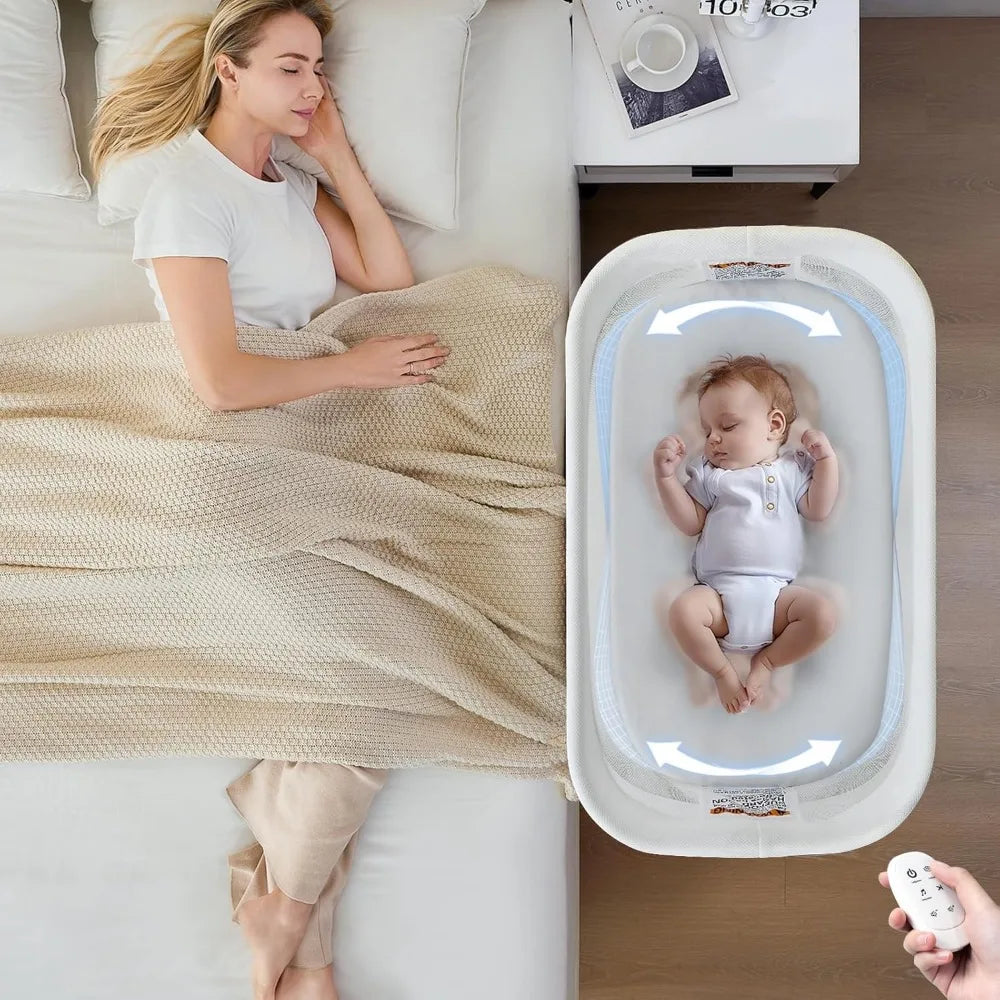 Electric Rocking Bassinet for Baby with Smart Motion & Soothing Music - Grey