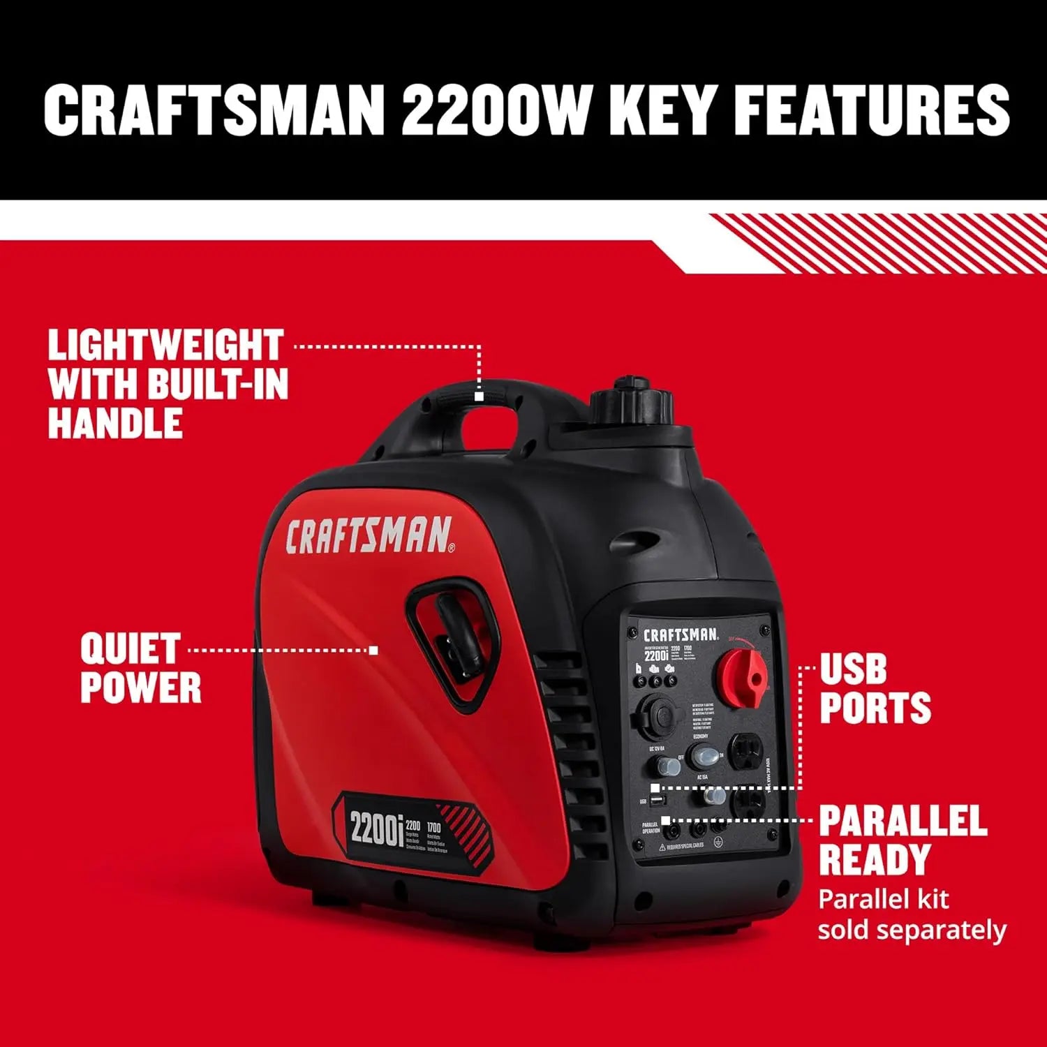 2200W Portable Quiet Gas Generator