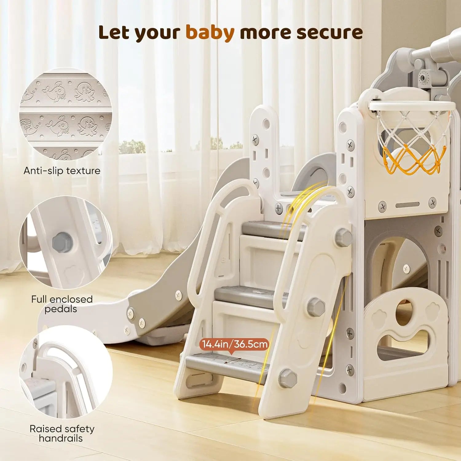 10-in-1 Toddler Swing & Slide Playground with Basketball Hoop