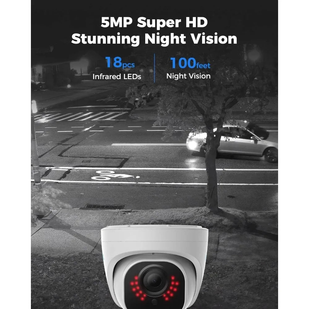 Smart 5MP 8CH PoE Home Security Camera System with Person & Vehicle Detection