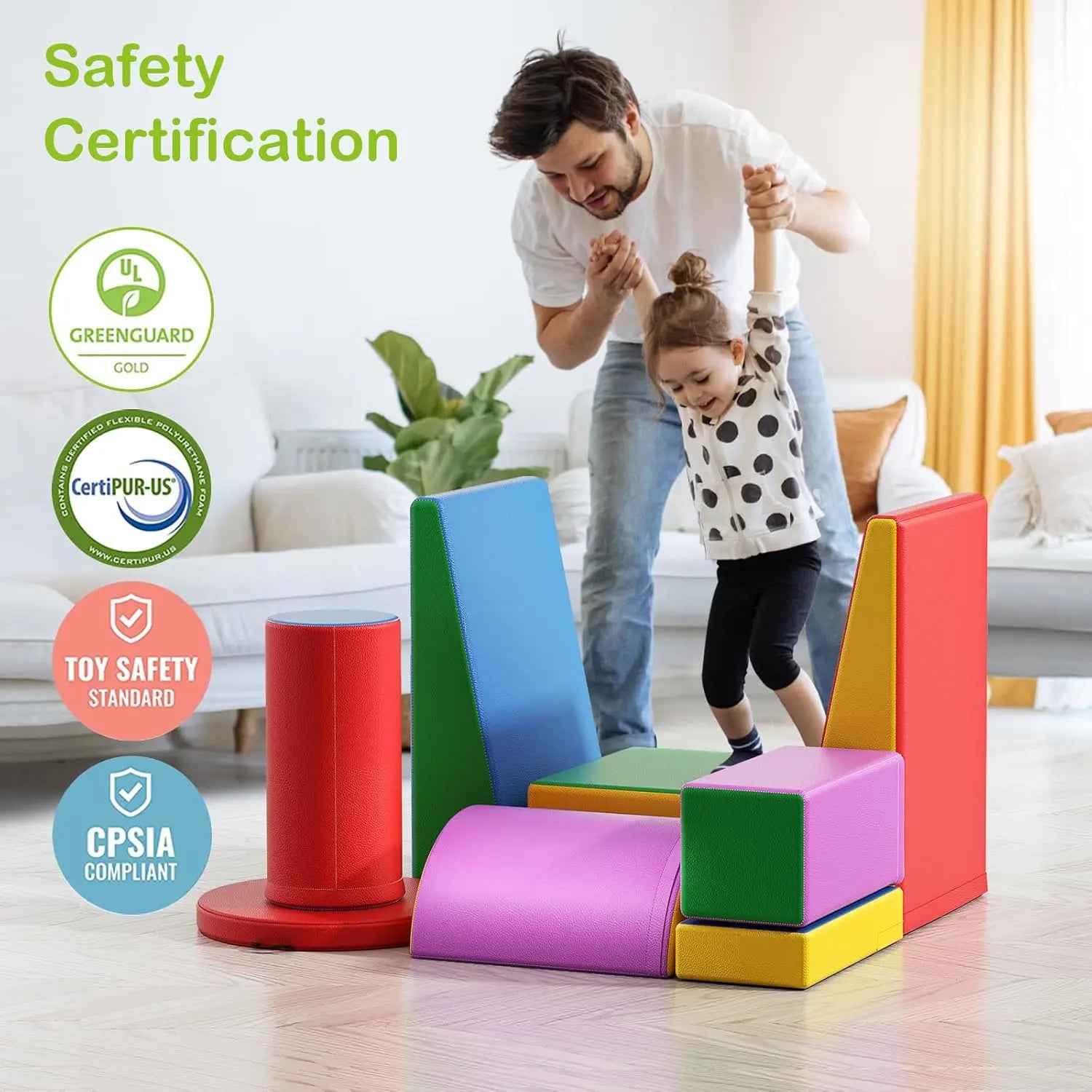 Foam Climbing Blocks for Toddlers - 9-Piece Indoor Soft Play Set