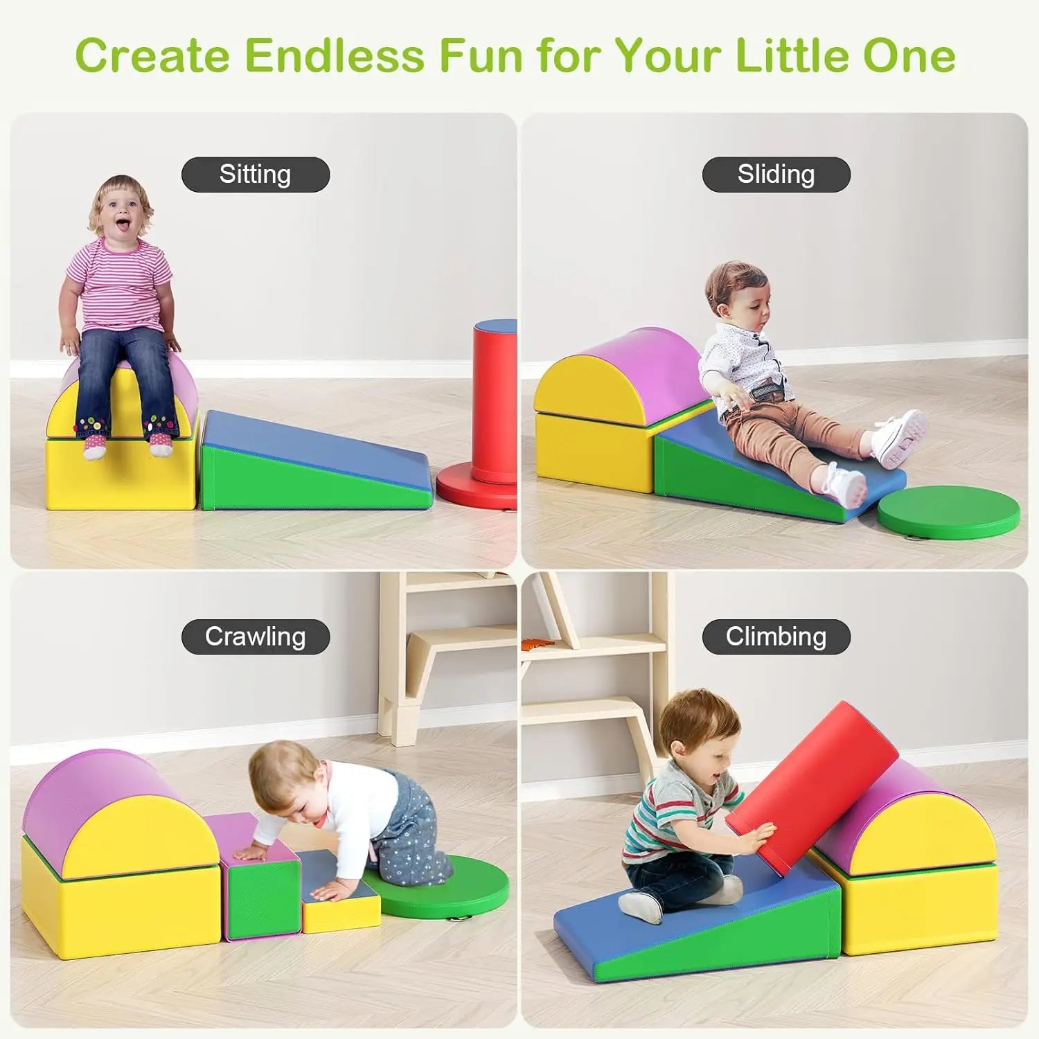 Foam Climbing Blocks for Toddlers - 9-Piece Indoor Soft Play Set