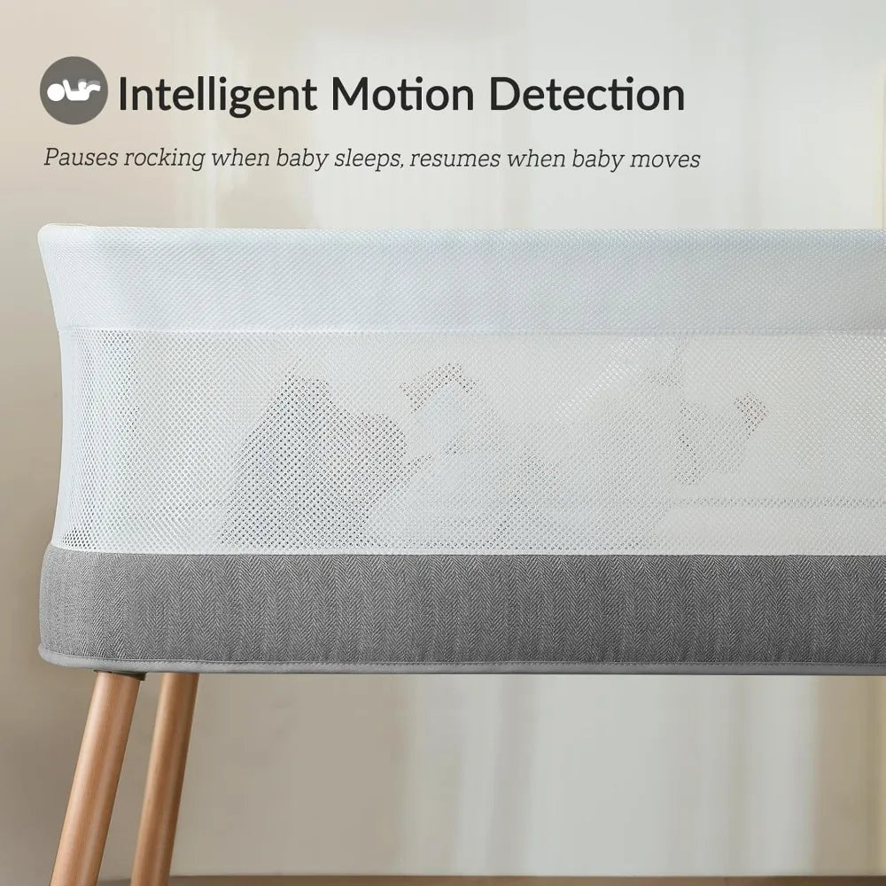 Electric Rocking Bassinet for Baby with Smart Motion & Soothing Music - Grey
