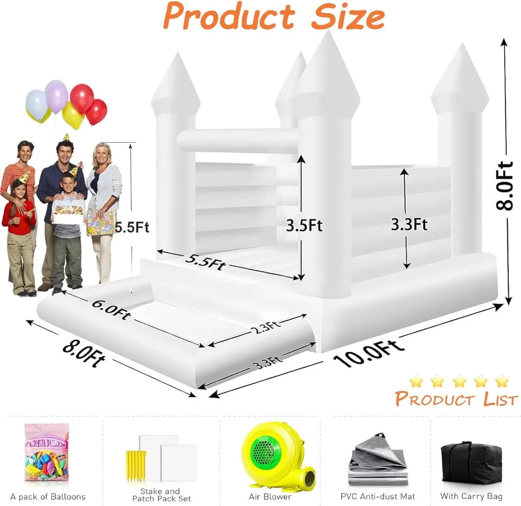 White Inflatable Bounce House for Kids & Adults