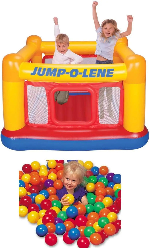 Intex Inflatable Jump-O-Lene Bounce House with 100 Balls for Toddlers