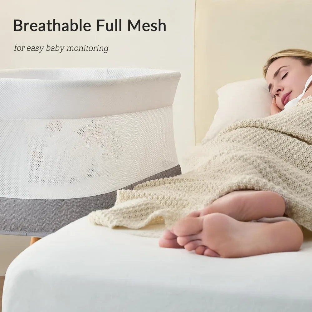 Electric Rocking Bassinet for Baby with Smart Motion & Soothing Music - Grey