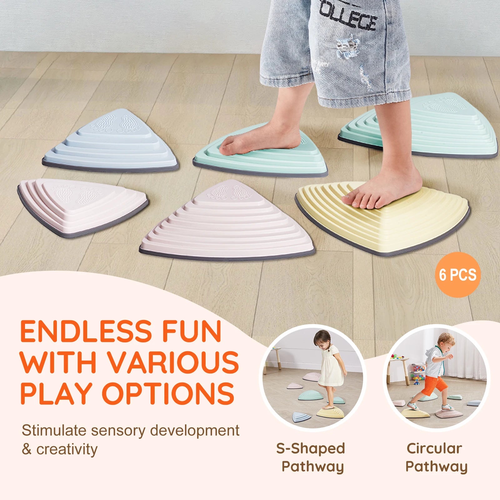 VEVOR 6PCS Children's Balance Stepping Stones