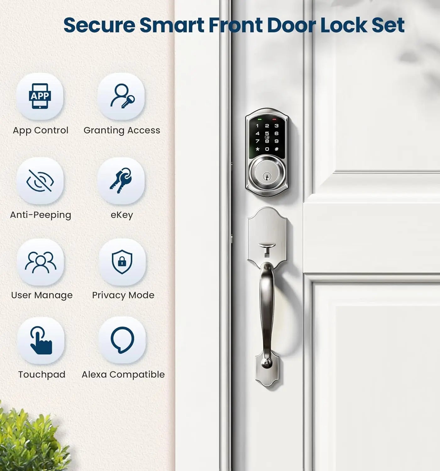 Smart Front Door Lock Set with App Control & Touchscreen Keypad