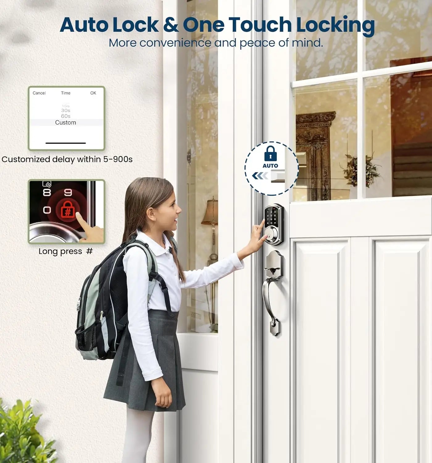 Smart Front Door Lock Set with App Control & Touchscreen Keypad