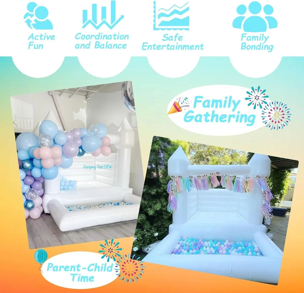 White Inflatable Bounce House for Kids & Adults