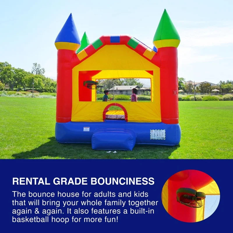 Castle Bounce House with Blower & Basketball Hoop