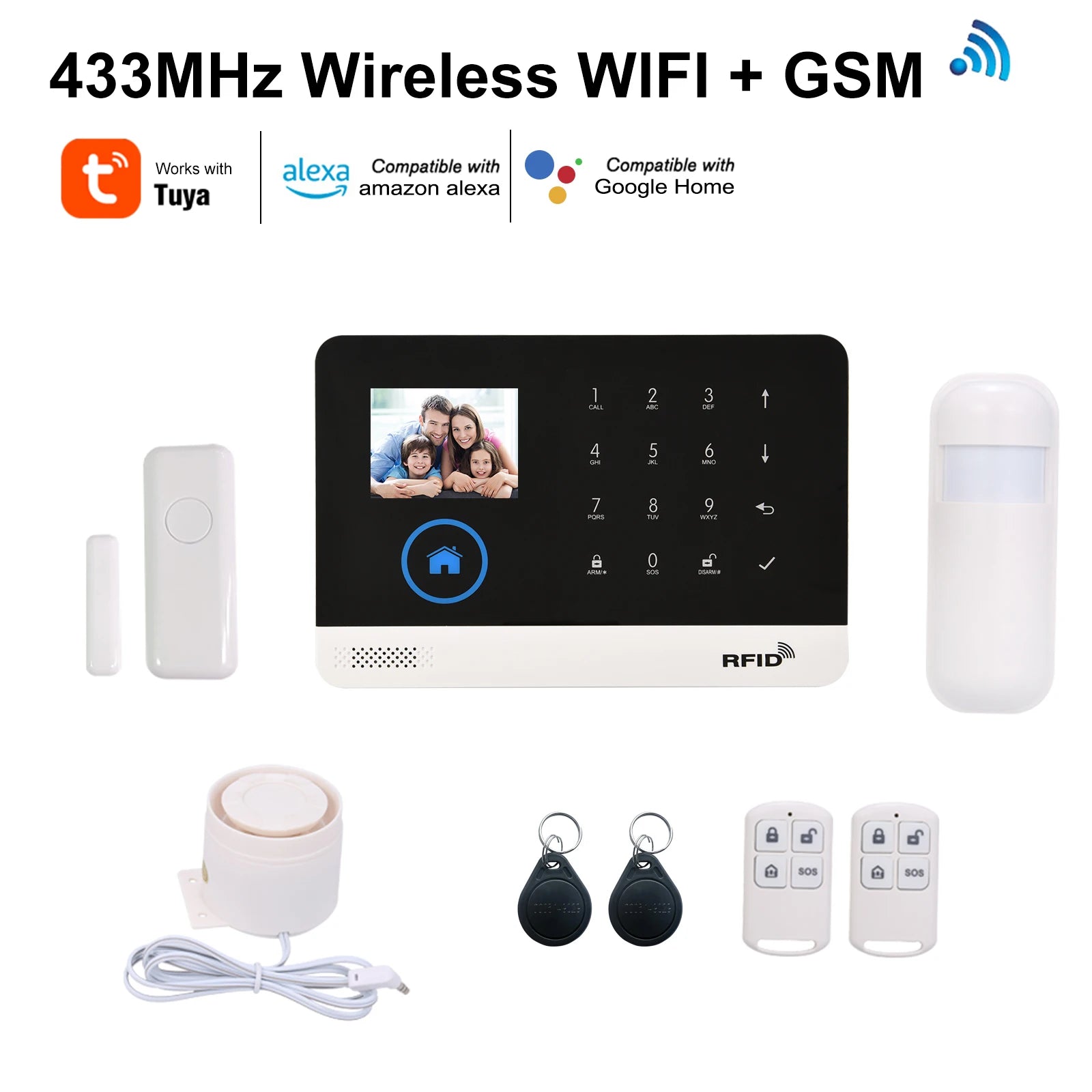 433MHz Wireless WiFi + GSM Alarm Security System