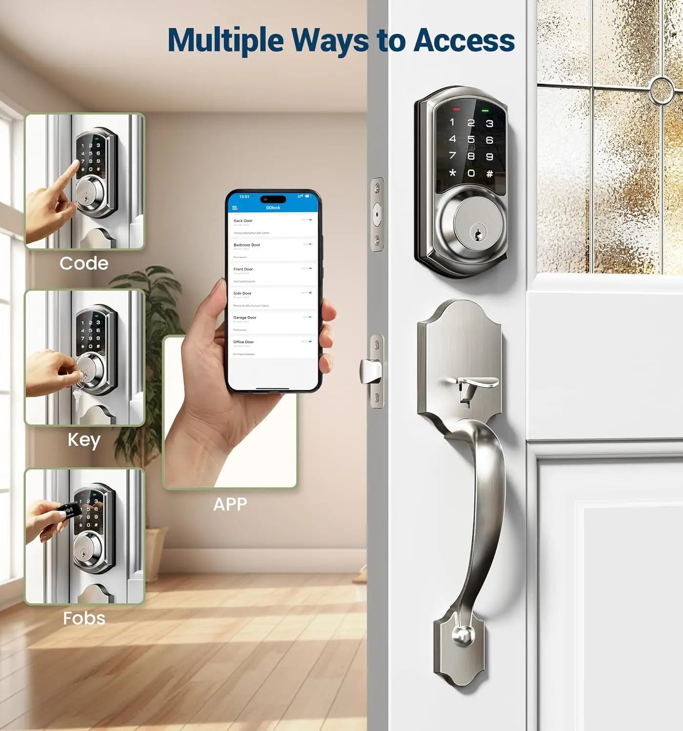 Smart Front Door Lock Set with App Control & Touchscreen Keypad