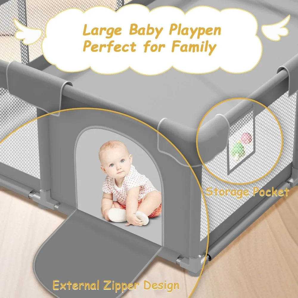 Baby Playpen 74x50" with Zipper Gate