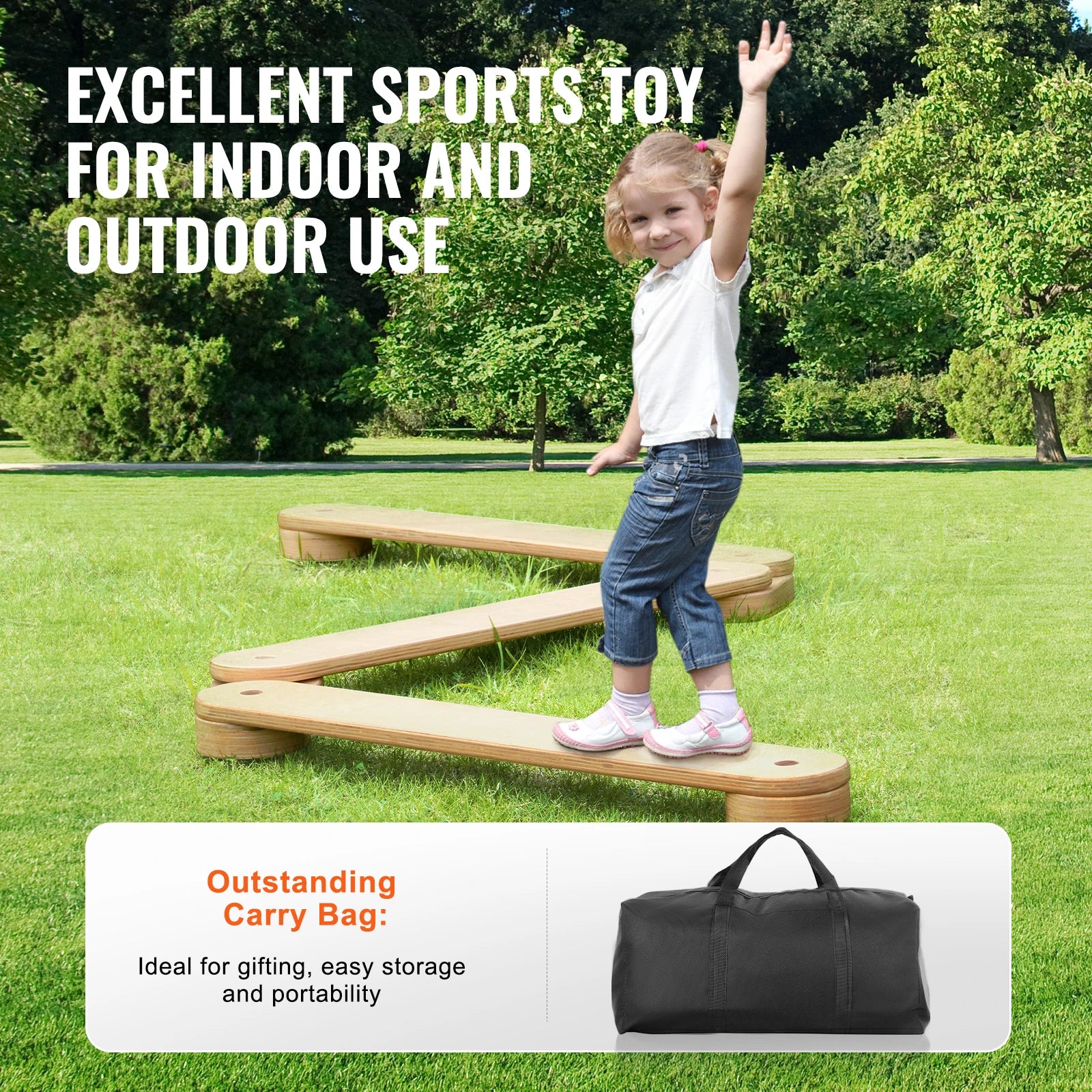VEVOR Wooden Balance Beam Stepping Stones for Toddlers
