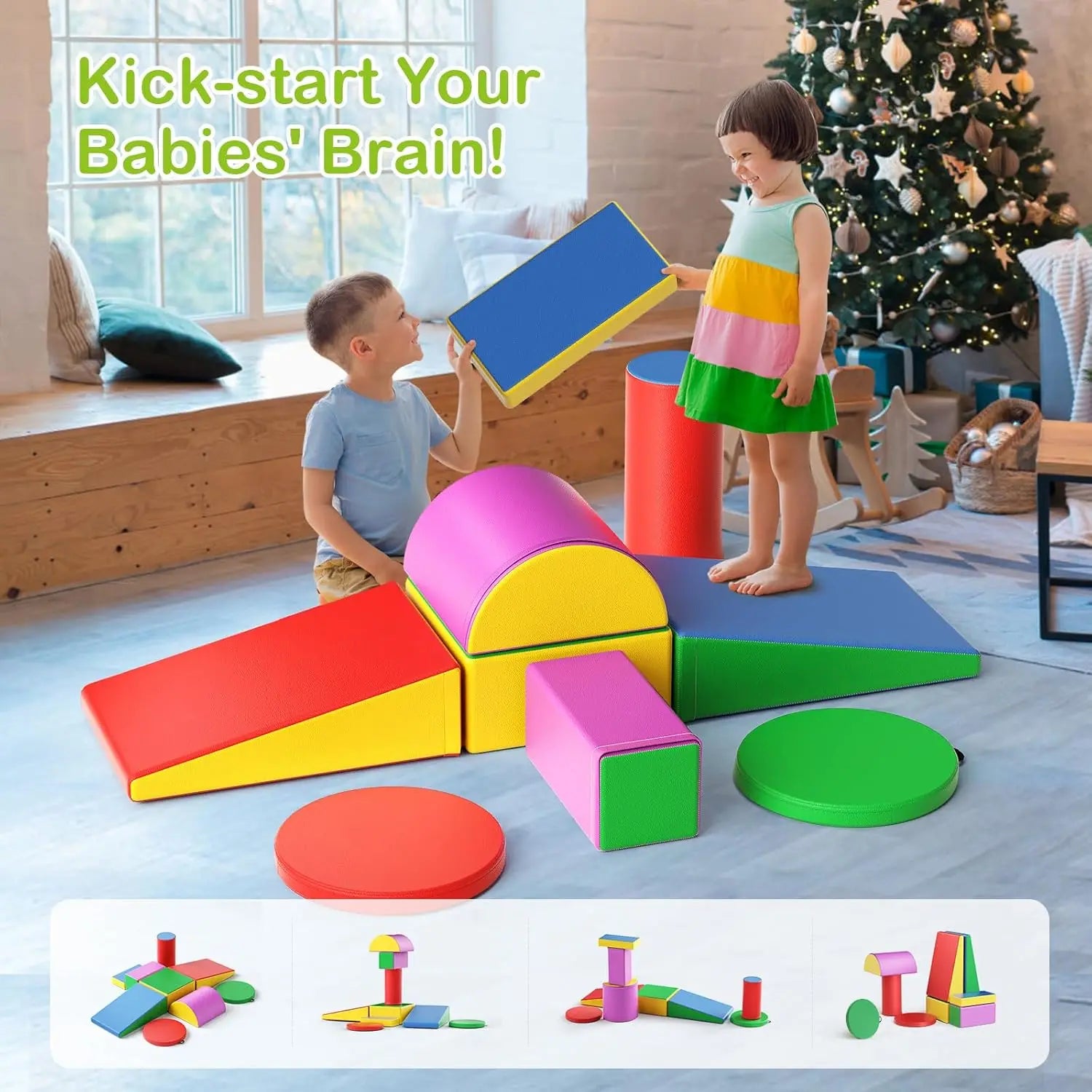 Foam Climbing Blocks for Toddlers - 9-Piece Indoor Soft Play Set