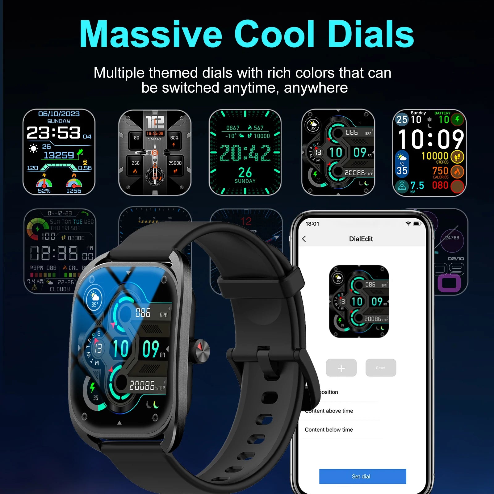 3D Curved Smart Sports Watch with Wireless Calling