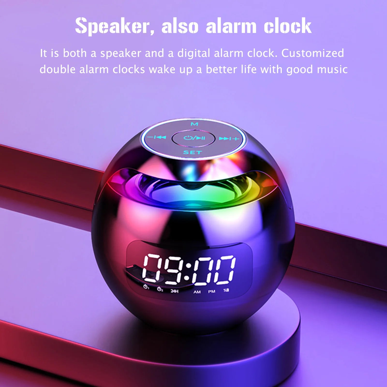 LED Smart Alarm Clock with Bluetooth Speaker