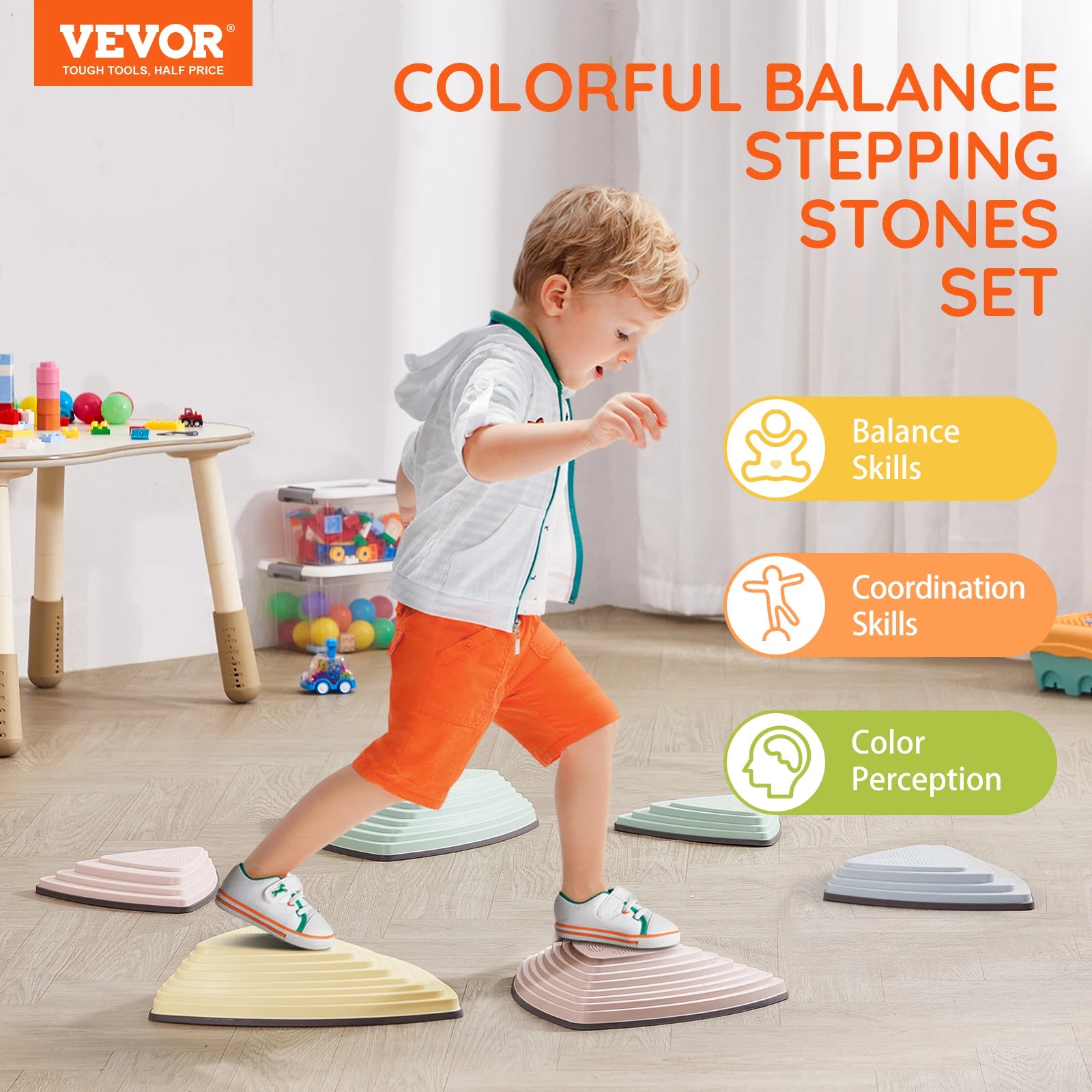 VEVOR 6PCS Children's Balance Stepping Stones