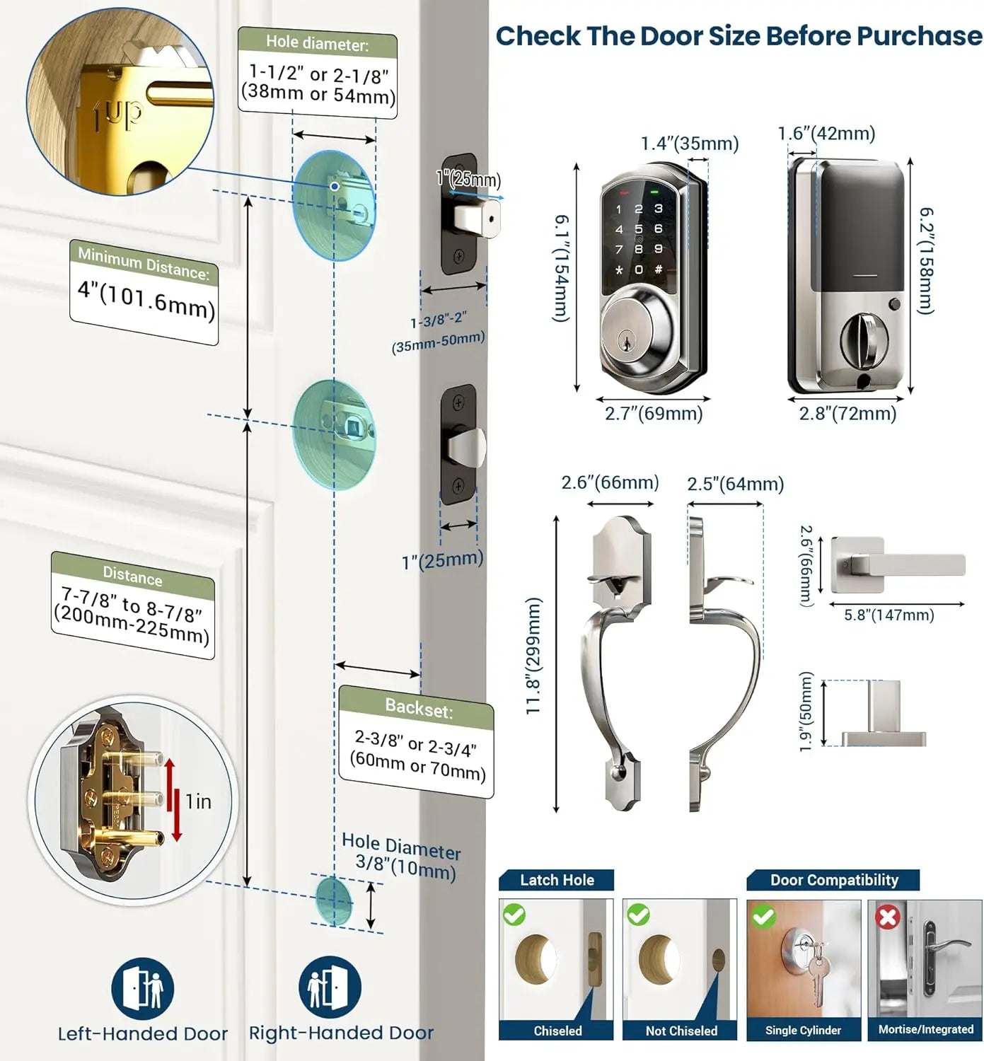 Smart Front Door Lock Set with App Control & Touchscreen Keypad