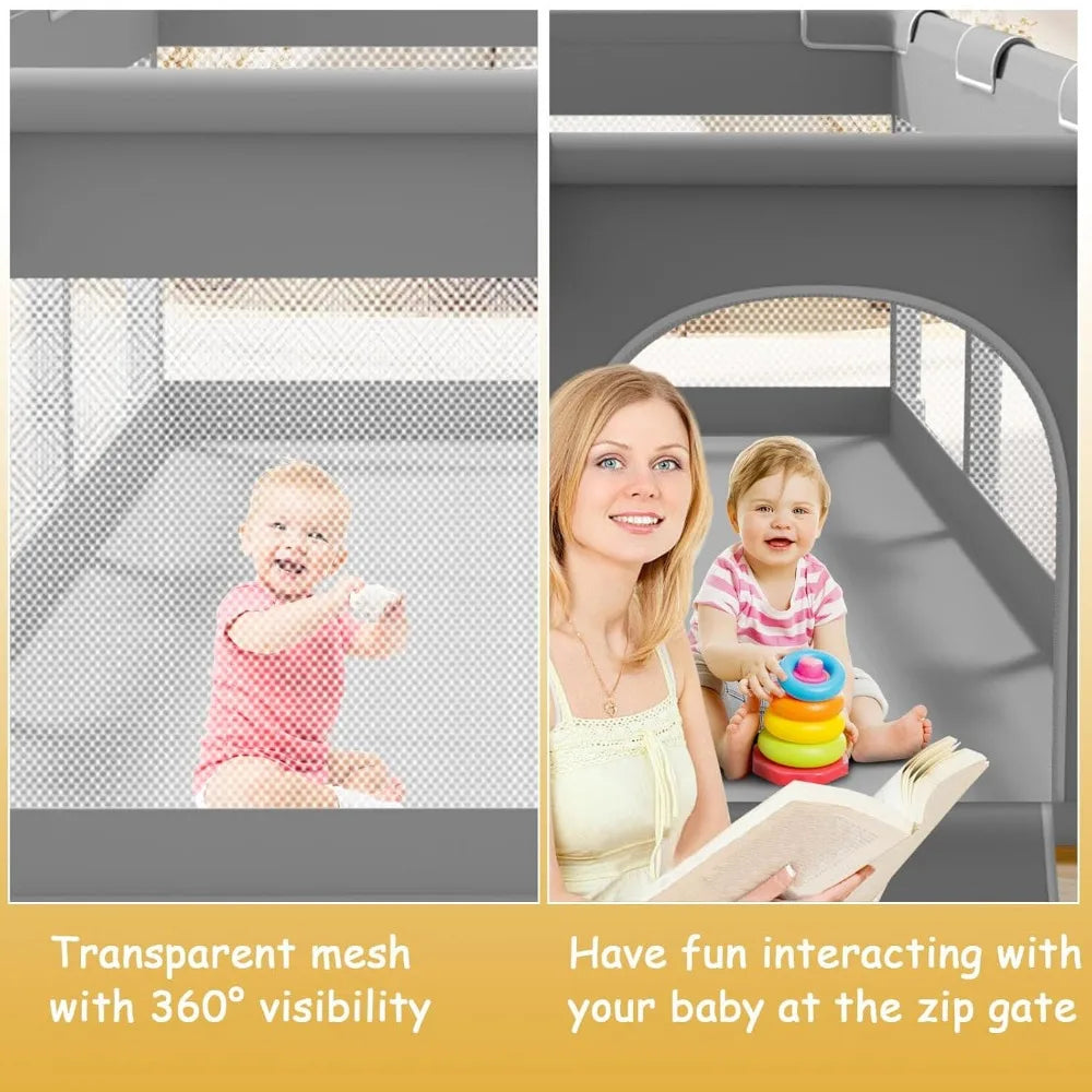 Baby Playpen 74x50" with Zipper Gate