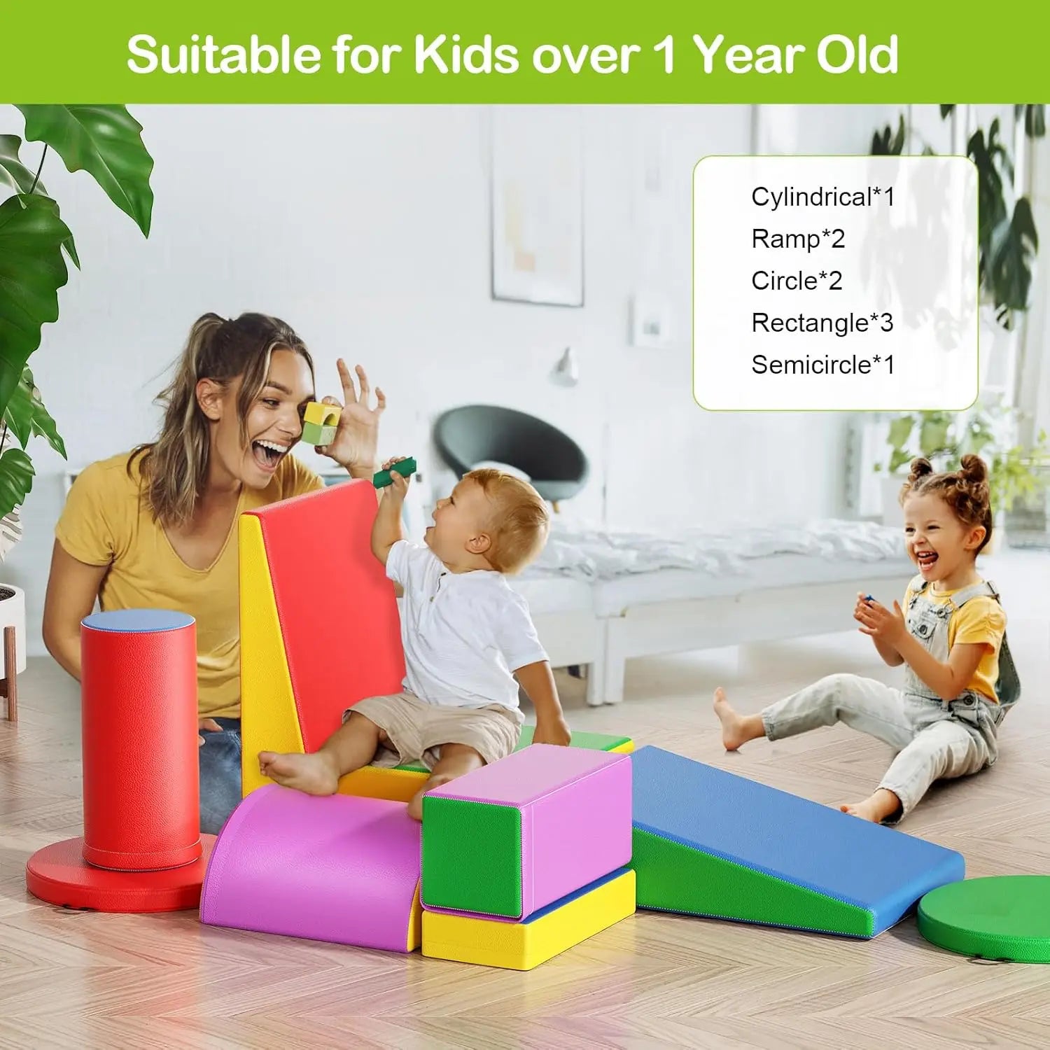 Foam Climbing Blocks for Toddlers - 9-Piece Indoor Soft Play Set