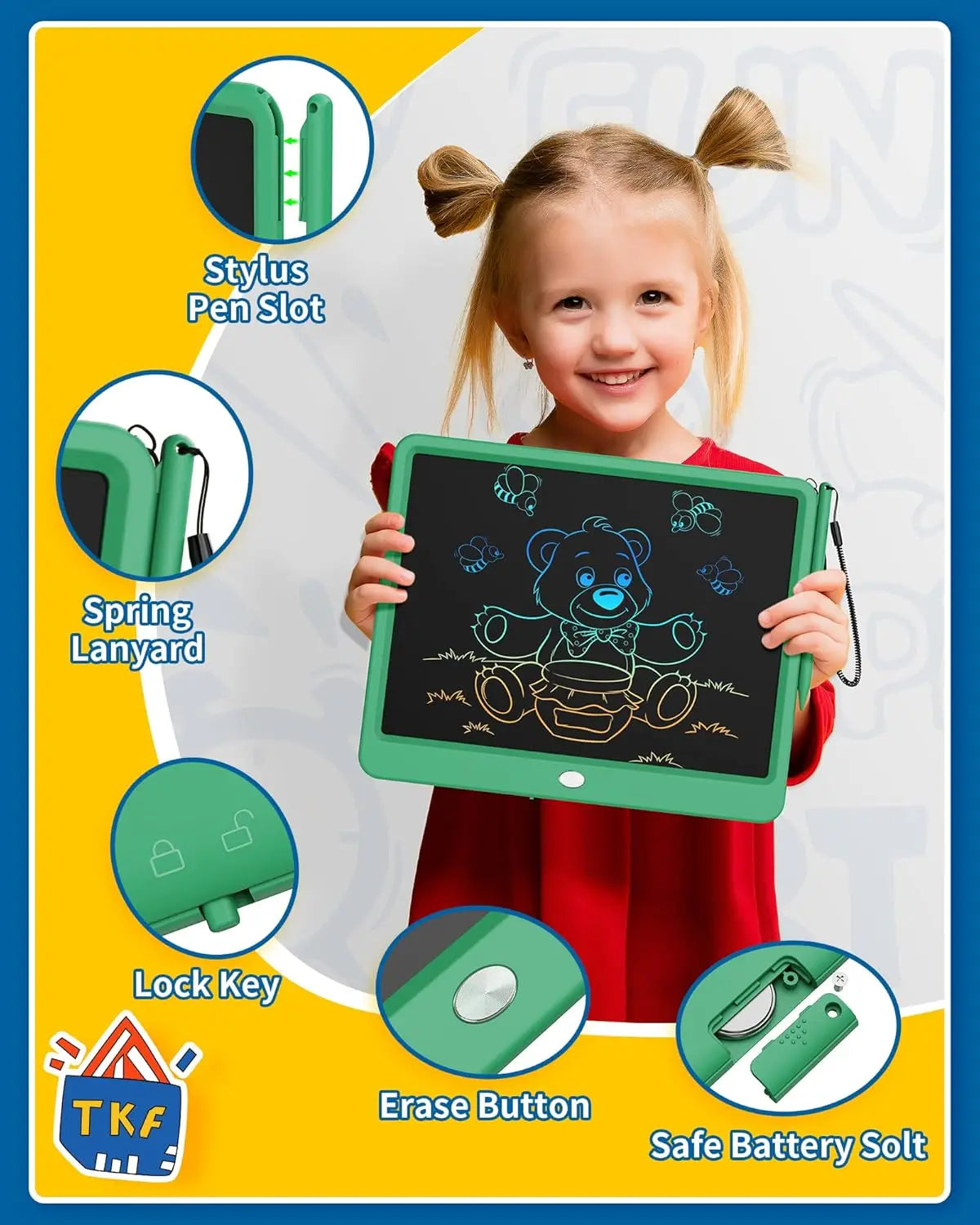 15-inch LCD Writing Tablet for Kids – Doodle Board for Age 8-10 & Up