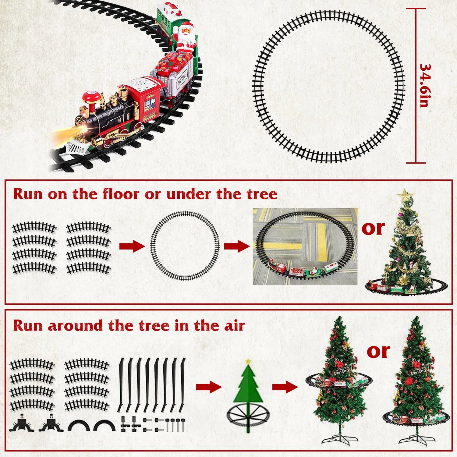 Electric Train Set for Kids - Xmas Steam Train Kit