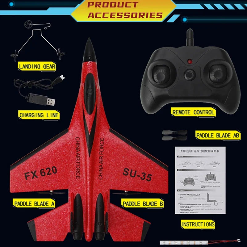 SU-35 RC Plane 2.4G Foam Glider with 2 Batteries